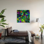 Neon prismatic techno shapes Wood Wall Art Gallery Image 2