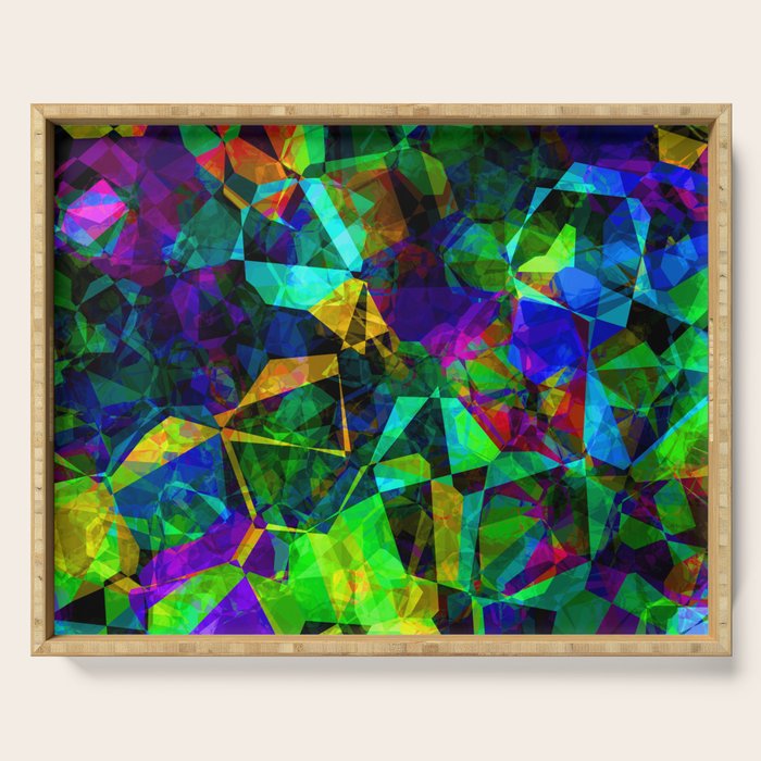 Neon prismatic techno shapes Serving Tray Gallery Image 1
