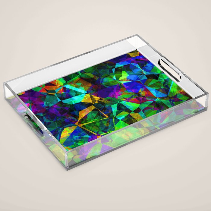 Neon prismatic techno shapes Acrylic Tray Gallery Image 1