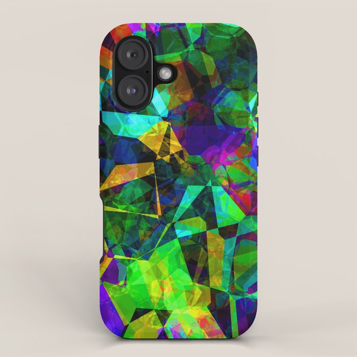 Neon prismatic techno shapes iPhone Case Gallery Image 1