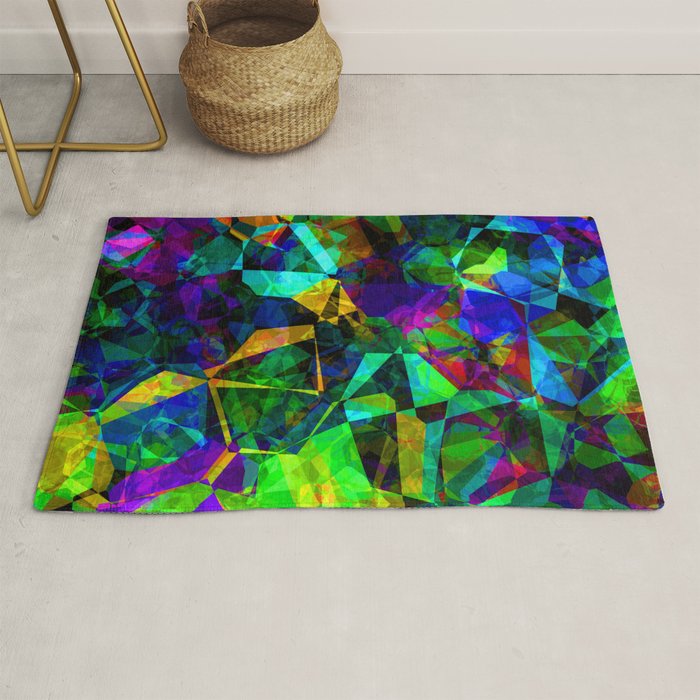 Neon prismatic techno shapes Rug Gallery Image 1
