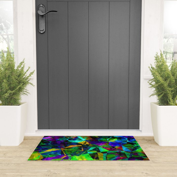 Neon prismatic techno shapes Welcome Mat Gallery Image 3