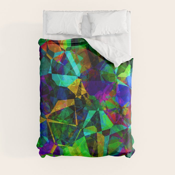 Neon prismatic techno shapes Duvet Cover Gallery Image 3