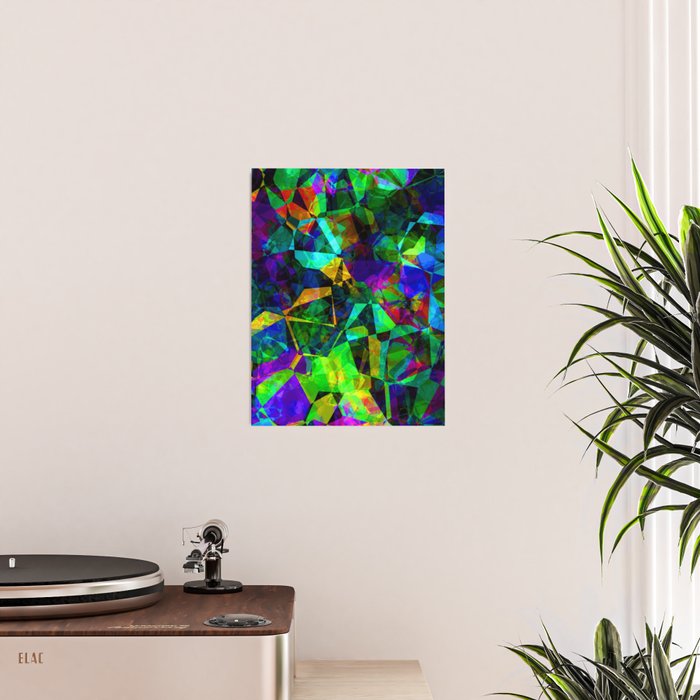 Neon prismatic techno shapes Poster Gallery Image 2