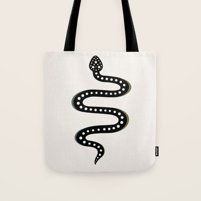 Minimal Snake - Black Tote Bag Gallery Image 1