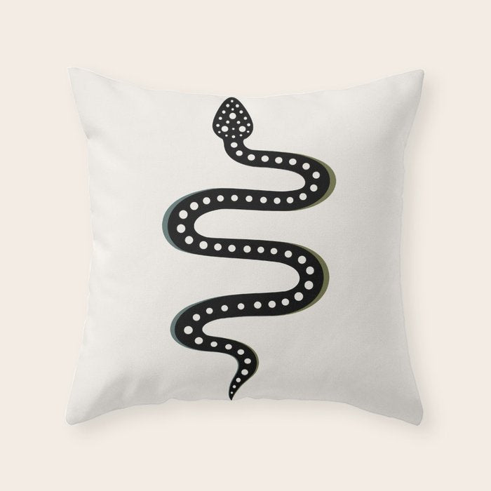 Minimal Snake - Black Throw Pillow Gallery Image 6