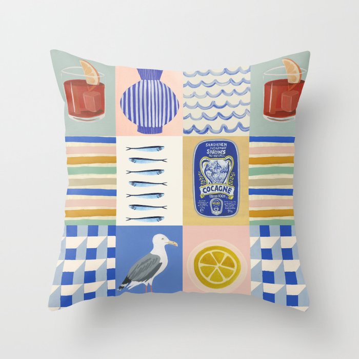 Seaside poster Throw Pillow Gallery Image 6
