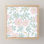 Wild Mountain Roses - pink, mint, and gold Mini Art Print Gallery Image 1