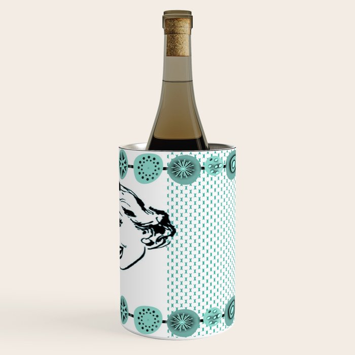 Mid-Century Modern Art Cocktail Teal Wine Chiller Gallery Image 3