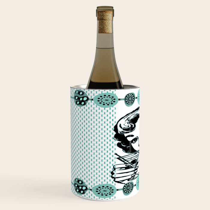 Mid-Century Modern Art Cocktail Teal Wine Chiller Gallery Image 2