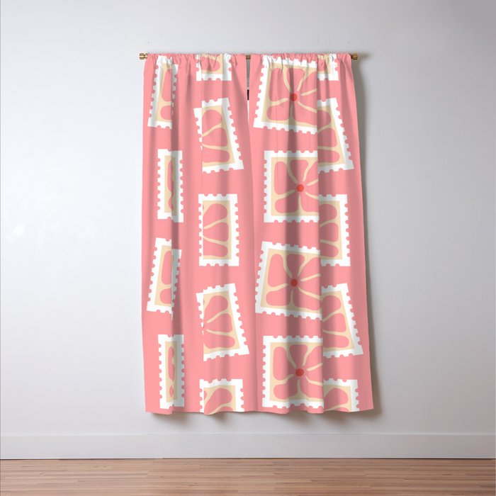 Vintage flower postage stamp pattern Window Curtain Gallery Image 3