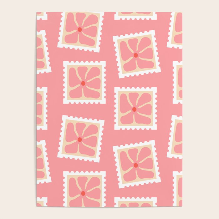Vintage flower postage stamp pattern Poster Gallery Image 4