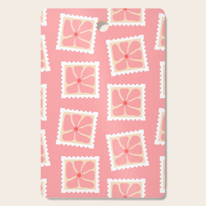 Vintage flower postage stamp pattern Cutting Board Gallery Image 1