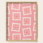 Vintage flower postage stamp pattern Serving Tray Gallery Image 1