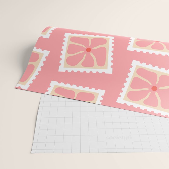 Vintage flower postage stamp pattern Wrapping Paper Gallery Image 2