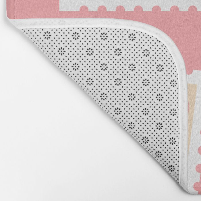 Vintage flower postage stamp pattern Bath Mat Gallery Image 2