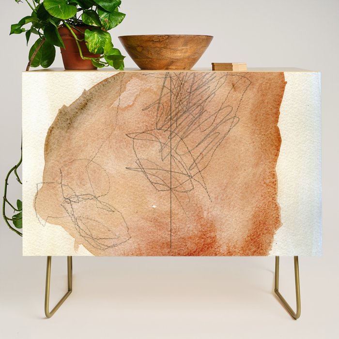 Coming and Going watercolor abstract painting modern minimalist Credenza Gallery Image 1