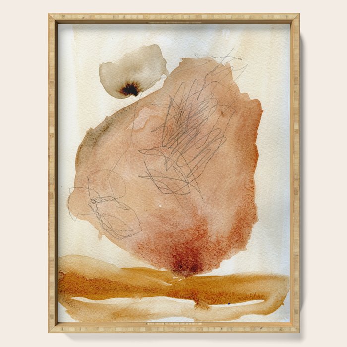 Coming and Going watercolor abstract painting modern minimalist Serving Tray Gallery Image 1