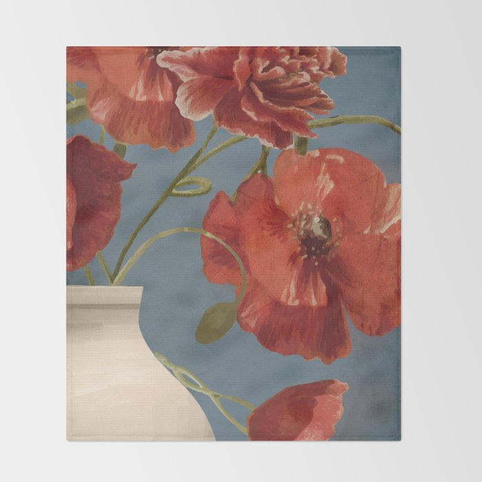 Poppies in Vase 1 Throw Blanket Gallery Image 2