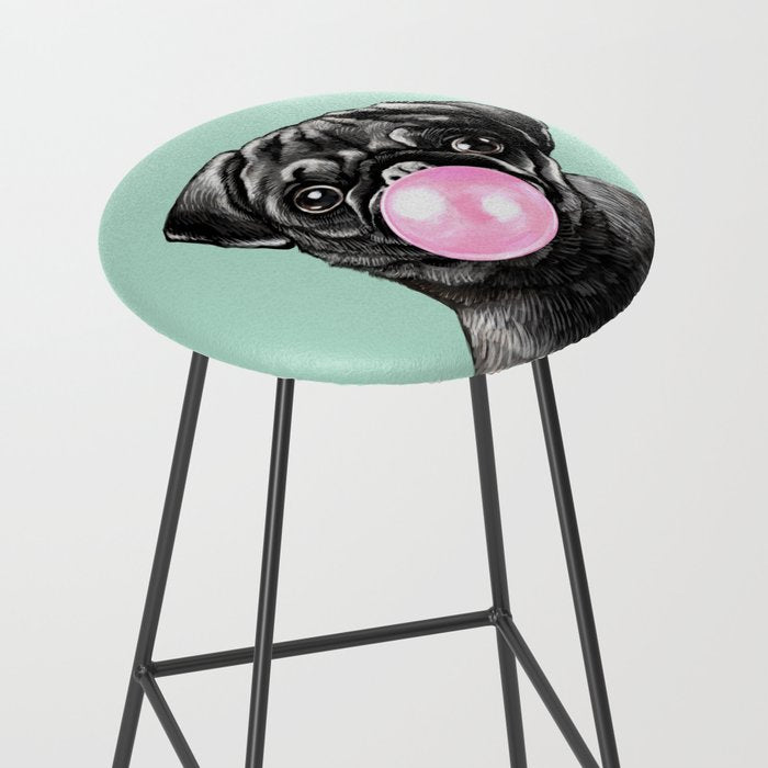 Bubble Gum Black Pug in Green Stool Gallery Image 2