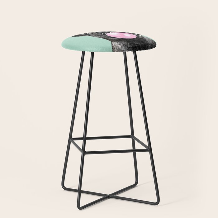 Bubble Gum Black Pug in Green Stool Gallery Image 1