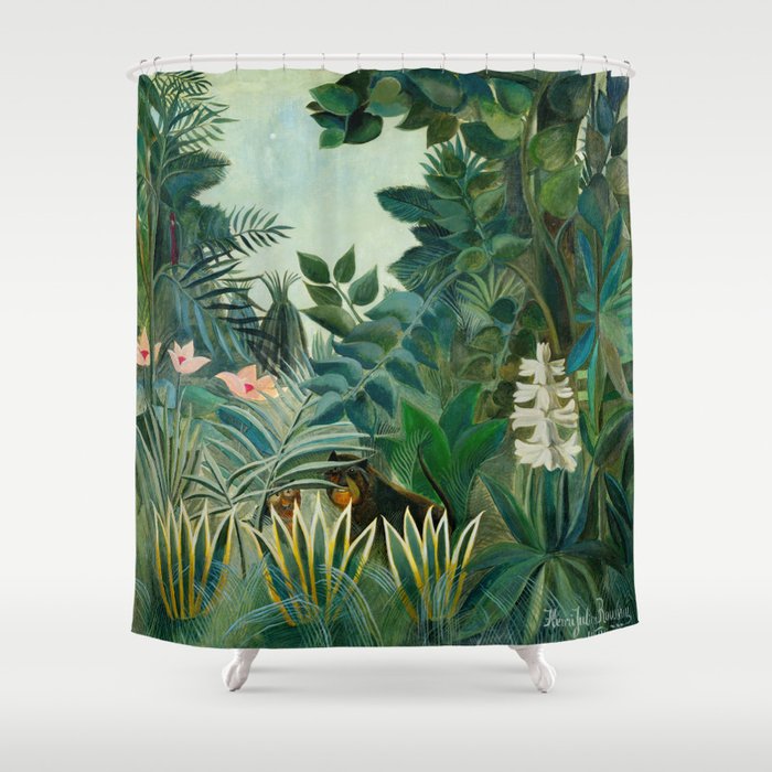The Equatorial Jungle (1909) by Henri Rousseau Shower Curtain Gallery Image 1