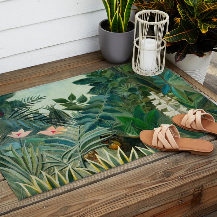 The Equatorial Jungle (1909) by Henri Rousseau Outdoor Rug Gallery Image 2