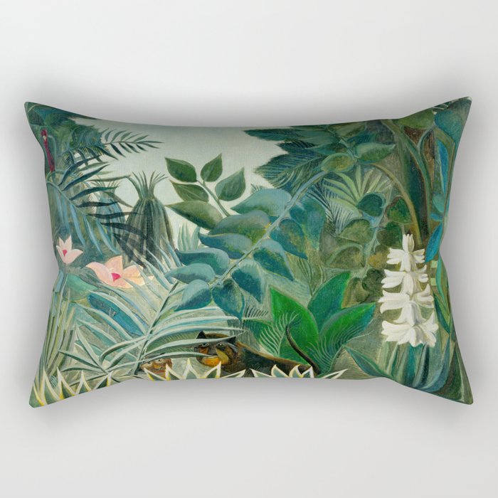 The Equatorial Jungle (1909) by Henri Rousseau Rectangular Pillow Gallery Image 1