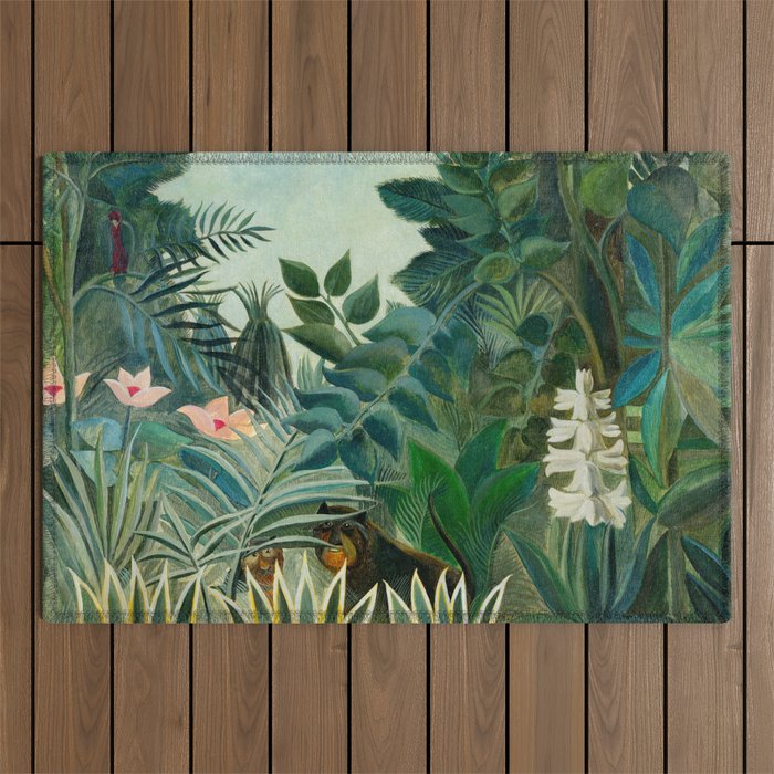 The Equatorial Jungle (1909) by Henri Rousseau Outdoor Rug Gallery Image 1