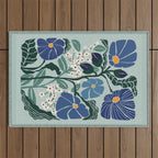 Klimt flowers light blue Outdoor Rug Gallery Image 1