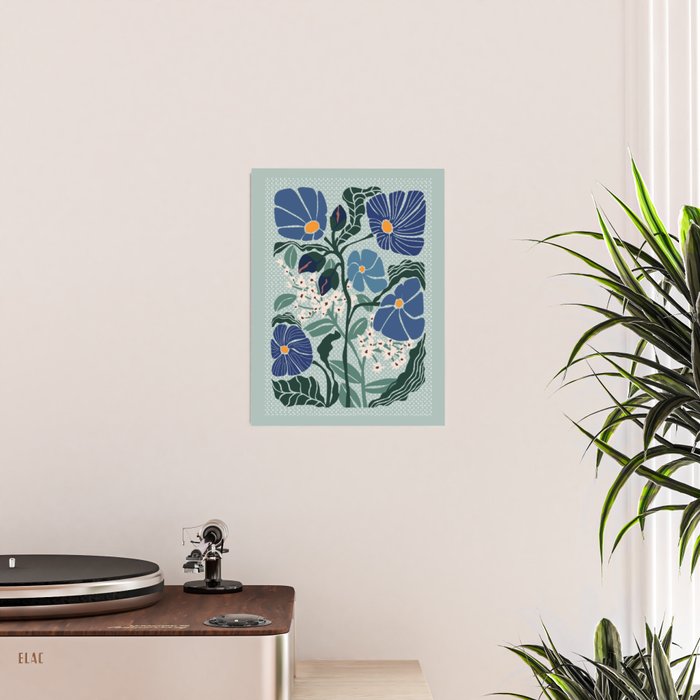 Klimt flowers light blue Poster Gallery Image 2