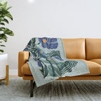 Klimt flowers light blue Throw Blanket Gallery Image 1