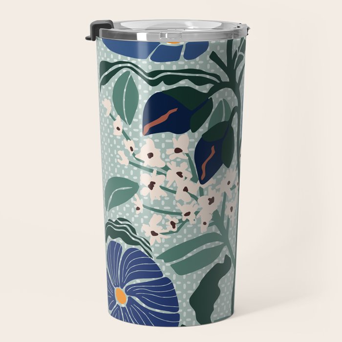 Klimt flowers light blue Travel Mug Gallery Image 3