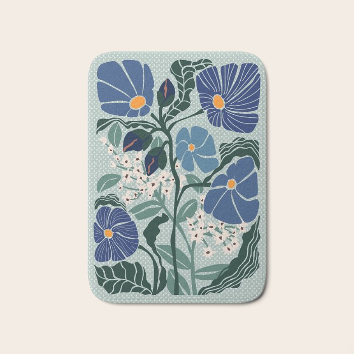 Klimt flowers light blue Bath Mat Gallery Image 1