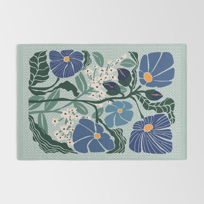 Klimt flowers light blue Rug Gallery Image 2