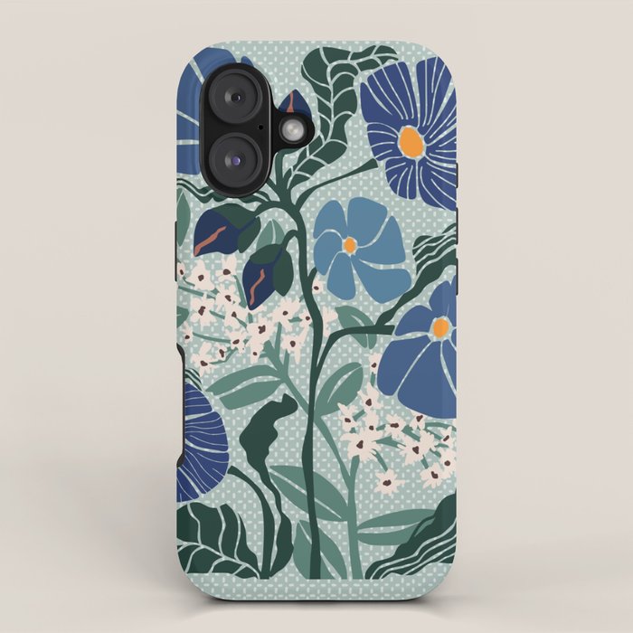 Klimt flowers light blue iPhone Case Gallery Image 1