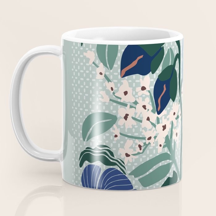 Klimt flowers light blue Coffee Mug Gallery Image 3