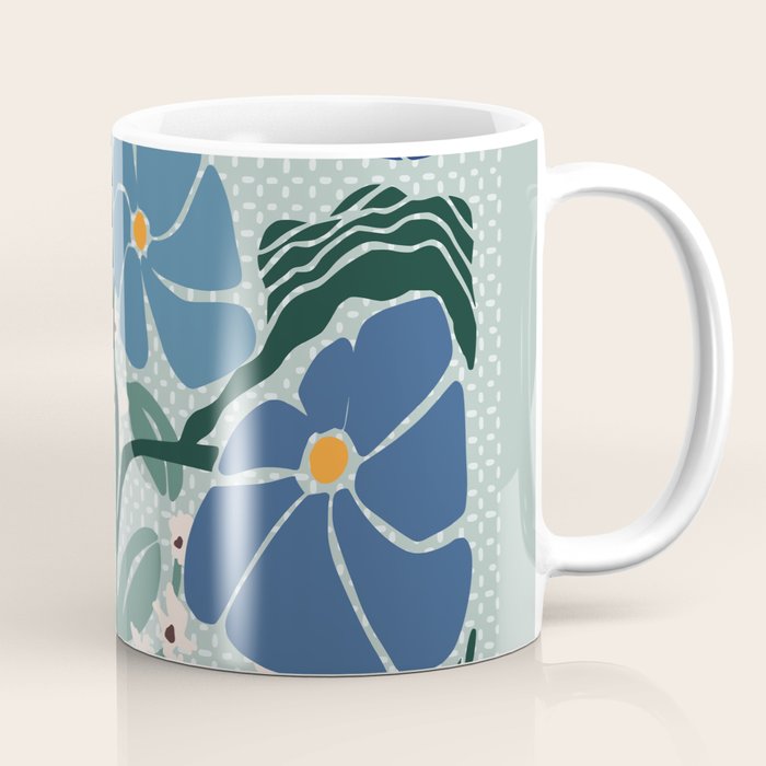 Klimt flowers light blue Coffee Mug Gallery Image 1