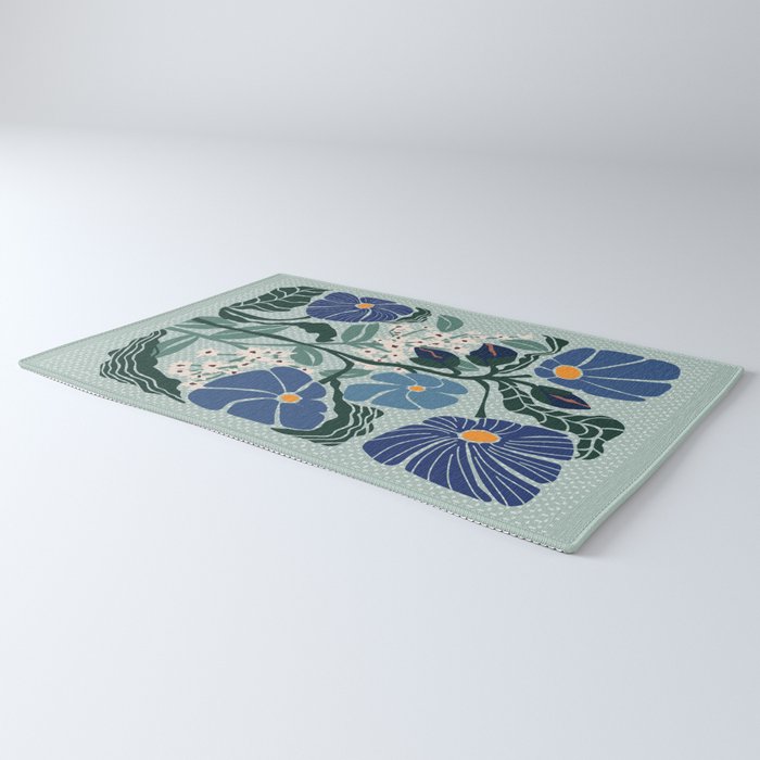 Klimt flowers light blue Rug Gallery Image 3