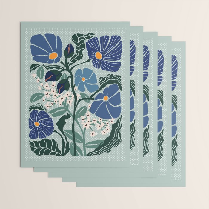 Klimt flowers light blue Wrapping Paper Gallery Image 3
