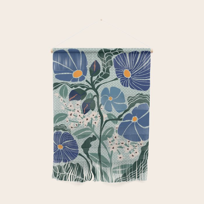 Klimt flowers light blue Wall Hanging Gallery Image 1