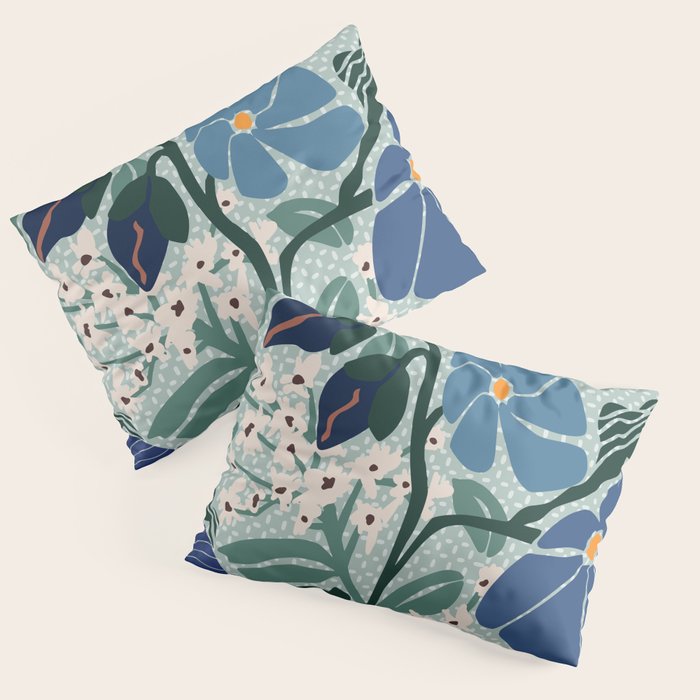 Klimt flowers light blue Pillow Sham Gallery Image 1