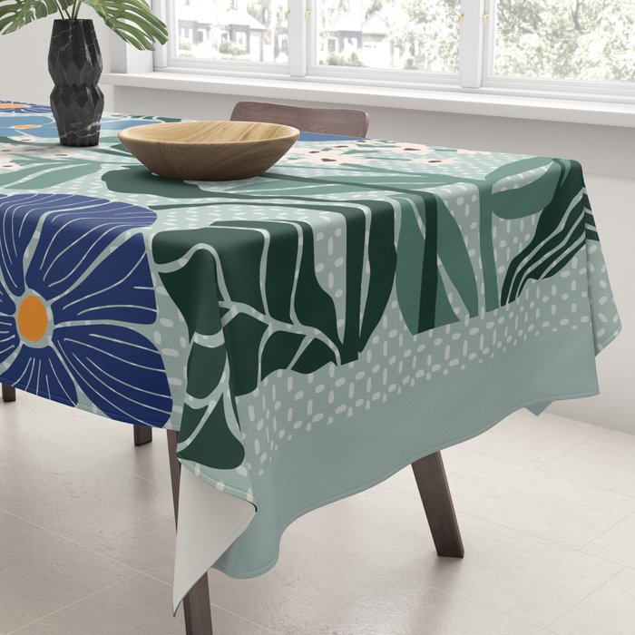 Klimt flowers light blue Tablecloth Gallery Image 3
