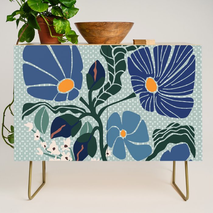 Klimt flowers light blue Credenza Gallery Image 1