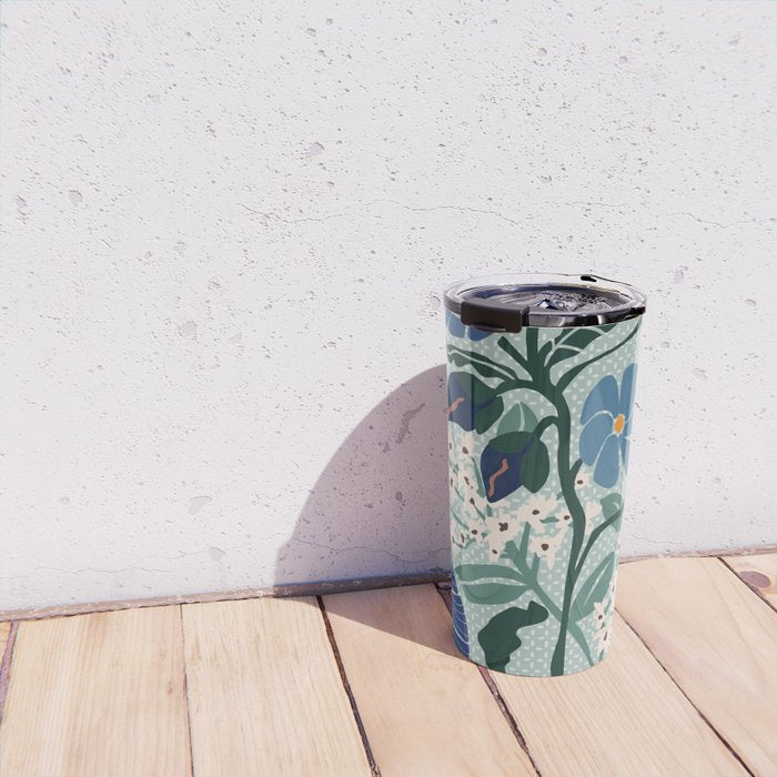 Klimt flowers light blue Travel Mug Gallery Image 4