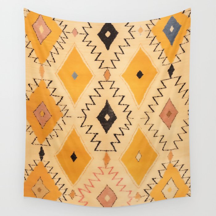 Moroccan Berber Rug Design No.75 - Yellow Wall Tapestry Gallery Image 1