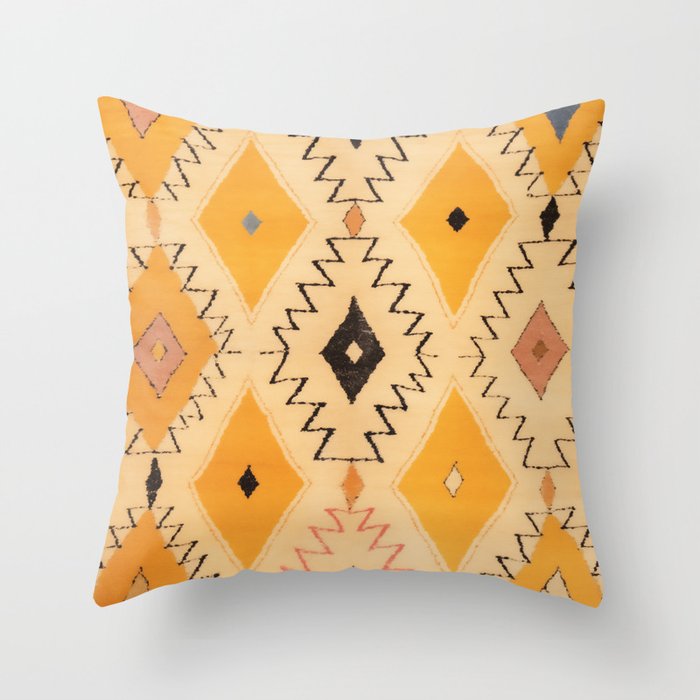 Moroccan Berber Rug Design No.75 - Yellow Throw Pillow Gallery Image 1