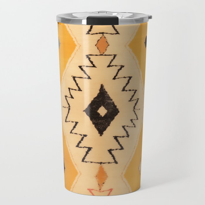 Moroccan Berber Rug Design No.75 - Yellow Travel Mug Gallery Image 1