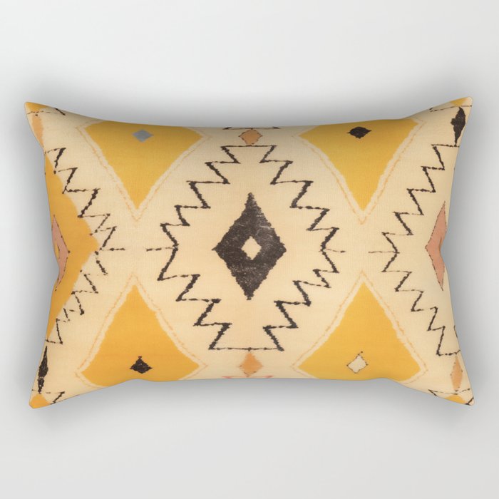 Moroccan Berber Rug Design No.75 - Yellow Rectangular Pillow Gallery Image 2