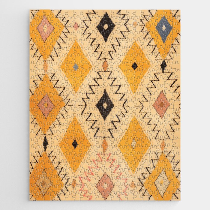 Moroccan Berber Rug Design No.75 - Yellow Jigsaw Puzzle Gallery Image 1